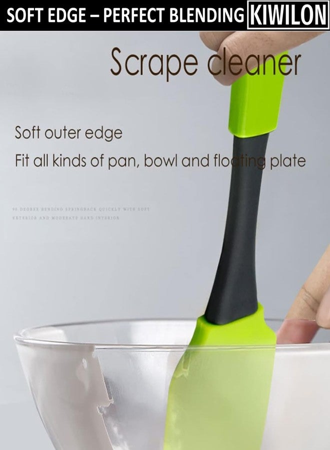 Kiwilon Silicone Brush for Oiling and Dough Scraper Spatula Set I Spatula Set for Non Stick Pan I Baking Spatula I Food Grade I BPA Free I Long Handle (GreenXGrey) - Image 5